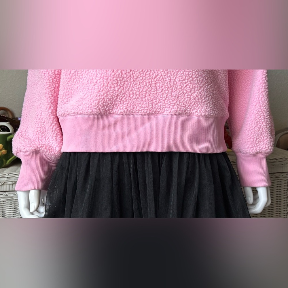 Everlane Renew Fleece Pullover Crewneck Long Sleeve Ribbed Cuffs in Pink Size XL - Picture 9 of 11